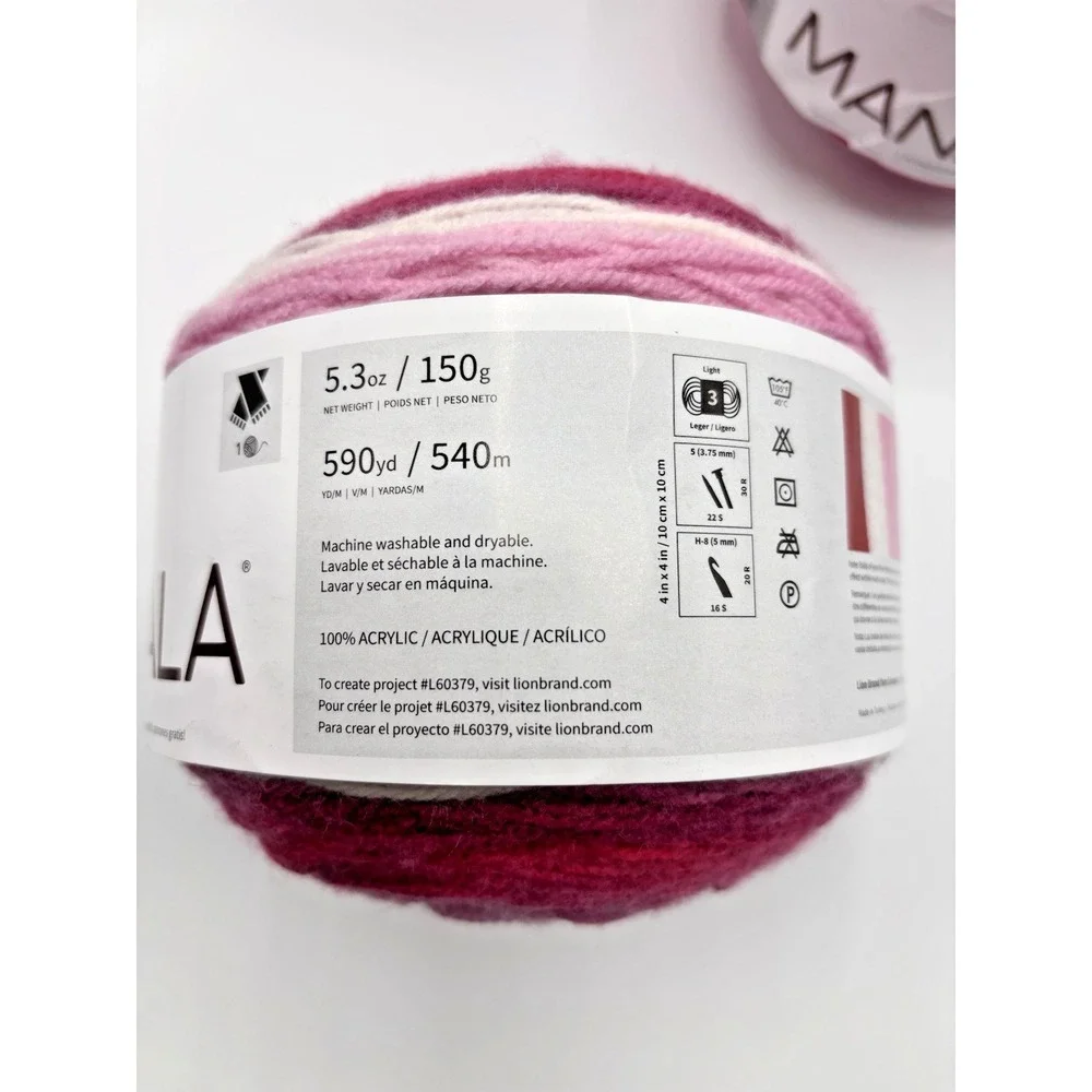 LION BRAND YARN ~ Lot of Four (4) Cakes Mandala Yarn in Cupid ~ #3 Weight NEW